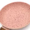 Pannor rosa färg högkvalitativ icke-stick beläggning yngel Pan 22cm ägg trähandtag Sarten biff gas kök induktion spis