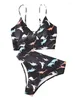 Vrouwen Badmode Hoge Taille Bikini Cartoon Dinosaurus Print Push Up Badpak Voor Vrouwen 2024 Zomer Sexy Strand Badpak bikini Set