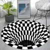 Carpets LUDA Vortex Illusion Rug 3D Trap Effect Bottomless Hole Carpet Round Black White Grid Room Bedroom Anti-Slip Floor Mats