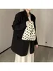 Storage Bags 1pcs 20 35cm Niche Design Polka Dot And Stripe Knitted Handbag One Shoulder Korean Style Trendy Versatile Tote Bag