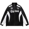 Deeptown Vintage Y2k Racing Jacket Женская уличная одежда больших размеров Корейская мода Ветровка Хиппи Мотоциклетные куртки Осень-Зима 240202