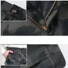 Men's Pants 2024 Pu Medium Waist Camouflage Color Waterproof Artificial Leather Straight Trousers