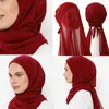 Lenços Ramadan Muçulmano Headband Mulheres Chiffon Hijab Lenço com Cap Senhoras Instant Hijabs Bonnet Pronto para Usar Headscarf Turban Hat