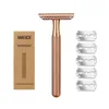 WEIDI 3-Piece Elegant Double Edge Safety Razor Wet Shaving for Men Women with 5 Platinum Blades Silver Rose Gold Black 240127