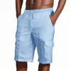 Hommes Shorts Printemps Hawaii Plage Été Hommes Solide Loisirs Multi-poches Vacances Casual Coton Fête Couleur Floral