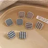 Stud Earrings Vintage Houndstooth Rhinestone For Women Luxury And Elegant Fashion Temperament Wedding Jewelry Summer Accessories