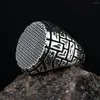 Cluster Rings Turkish Mystery Pattern Punk Ring For Cool Guy 316L Stainless Steel Gothic Motorcycle Hip Hop Men Jewelry