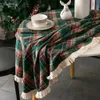 Gerring Noël Table Basse Couverture Fil Teint Plaid Vacances Mariage Déco Nappe Américaine Ronde Gland Nappe Pour La Fête 240131