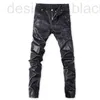 Pantalons pour hommes de concepteur Automne et hiver nouveau pantalon en cuir imprimé crâne noir à la mode version coréenne mince du pied de moto coupe-vent mode hip-hop pour hommes 4JGX