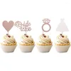 Cake Tools 12/24pcs Bride To Be Diamond Ring Cupcake Toppers bröllop Brudduschdekorationer Rose Gold Bachelorette Party Supplies