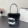 Borsa a tracolla di design autunno inverno Borsa a secchiello di lusso francese per coniglio Borsa a secchiello fuzzy per donna di moda Borsa a mano 8A di qualità doppia lettera Mini pochette da donna per cena