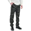 Men's Pants 2024 Pu Medium Waist Camouflage Color Waterproof Artificial Leather Straight Trousers