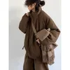 Inverno Retro Set Uomo Donna Addensato Caldo Leggero Parka Pantaloni larghi a gamba dritta Pantaloni cargo casual Abito unisex giapponese 240201