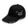 볼 캡 패션 힙합 코튼 야구 모자 창조적 인 피어싱 링 펑크 성인 캐주얼 한 조절 가능한 유니니스렉스 모자 스냅 백 모자