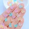 Figurine decorative 100 pezzi carino mini 7 10mm rosa brillante farfalla cabochon in resina con retro piatto scrapbooking gioielli fai da te decorazione artigianale