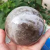 Estatuetas decorativas 1.1kg bola de cristal natural fumar esfera de quartzo fumaça citrino pedra preciosa cura reiki