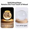 Dekorativa figurer 3D Crystal Ball Night Light Solar System Cosmic Theme Led Decoration Wood Base Astronomy Nightlights Birthday Present