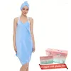Handdoek 2 stuks Luxe zacht absorberend draagbaar badhaarkapje voor dames - Verbeter uw schoonheid met een jurk