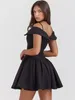 Повседневные платья Avrilyaan, черное сексуальное платье с открытой спиной и рюшами для женщин, 2024 халаты, элегантные вечерние мини-летние платья