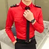 Camicie casual da uomo Costume da Capitano della Marina Militare Camicia bianca dell'aeronautica Discoteca maschile Pilota di compagnia aerea Uniforme da assistente di volo per ufficiale