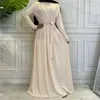 Vêtements ethniques Eid Elegant Muslimah Silky plissée Abaya Turc Singapour Full Longue