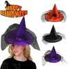 Chapeaux à bords avares, chapeau de magicien d'halloween, casquette de citrouille au Design spécial pour femmes, grand accessoire de sorcière froncé 235T