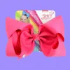 8 pouces jojo siwa coiffure arc couleur solide avec clips carcard métal logo filles géant arc-en-ciel accessoires capillaires accessoires à cheveux hair 7863146