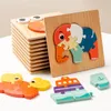 Peintures d'animaux 3D pour bébés, puzzle en bois, jeu intelligent, jouets éducatifs d'apprentissage Montessori pour enfants