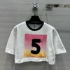 Designer Women's T-Shirt CHAN 24C New Contrast Neck T-shirt with Hollow Embroidery Number 5 Short Sleeve Top South Oil LTQ2