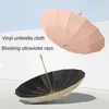 Ombrelli Giapponesi 16 Bone 3 Ombrello pieghevole per donna Manico in legno Vinile Parasole Antipioggia Antivento UV Soleggiato e piovoso