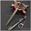 Keychains & Lanyards Keychains Creative Chinese Ancient Sword Pendant Keychain Vintage Alloy Keyrings For Women Men Trendy Keyring Ho Dh2P5