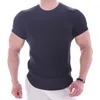 Homens camisetas Musele Homens Crew-pescoço Esporte T-shirt Tops Slim Running Fitness Workout Manga Curta Tee Respirável Quick Dry