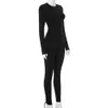 2024 Designer Sexy Spring Jumpsuits Women Long Sleeve Hollow Out Rompers Casual Skinny Overalls Bodycon Leggings Bulk Wholesale Clothes 10655