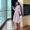 ツーピースドレスUNXX女性秋の中国語スタンディングカラー長袖スーツハーフスカートセットビンテージフラワーボタンプリーツ