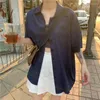 Women's Blouses Shirts Women Simple Pure Color Loose Retro Tender Female Pockets Design Basic Blusas Ulzzang Casual All-match Summer Half