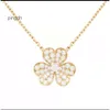 Collana Van Clover Cleef Collana con quadrifoglio e collane Collana Van Designer di lusso Moda Donna Oro rosa 18 carati Collana con trifoglio petalo pieno di diamanti Dia singola