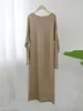 Vestidos casuais aachoae mulheres outono solto longo 2024 sólido o pescoço de malha camisola vestido feminino manga robe femme