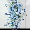 Flores decorativas branco azul flor artificial linha para casamento arco decoração arranjo po adereços fundo floral de seda decoração ao ar livre