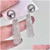 Dangle Chandelier Earrings 2024 Grey Pearl Tassel Front And Back Mti Function Long Earring Jewelry Wholesale Drop Delivery Ottmc