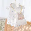 Cão vestuário filhote de cachorro amor impressão roupas bonito cães vestidos vestido de verão fino teddy bichon jumper pet saia com mochila suprimentos