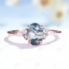 Kuololit Oval Natural Moss Agate Gemstone Rings for Women Solid 925 Sterling Silver Luxury Jewelry for Wedding Engagement Gift 240122