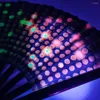 Decorative Figurines Disco Fan Cool Folding Colorful Holographic Rave Bamboo Ribs Hand Decor Christmas Halloween Fluorescent