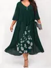 プラスサイズのドレスドレス女性2024夏vネックフローラルプリントパッチワークフェイク2ピース4xl 5xl Large Maxi Long