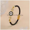 Braccialetti con ciondoli Personalizzati Turchi Evil De Eyes Uomo Donna Classica Pelle intrecciata in acciaio inossidabile Chiusura magnetica Gioielli Drop Deliv Dhvr5