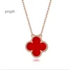 Collana Van Clover Cleef Four Leaf Clover Neckalces ciondolo quadrifoglio di design 925 Double Sided Lucky Clover Donna in Advanced Versatile Online Red Star Gi