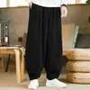 Men's Pants Comfy Fashion Winter Autumn Trousers Solid Color Waist Wide Baggy Cotton And Linen Fitting Lantern Pant Leg