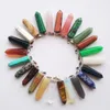 Pendant Necklaces Fashion Assorted Natural Stone Point Hexagonal Pillar Crystal Pendants Jewelry Wholesale 24pcs/lot