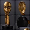 Accessoires d'art et d'artisanat pour la décoration de la maison Le silence est une statue d'or du visage humain Scpture abstraite africaine 210827253B Drop Delivery Dhyej