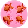 Moldes de cozimento Fish Pond Koi Molde de Silicone Doces Argila Chocolate Biscoito Molde Bebê Aniversário Cupcake Topper Fondant Ferramentas de Decoração de Bolo