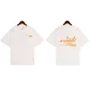 Nuova collezione estiva T-shirt semplice ed elegante con stampa di lettere arancioni, maniche corte da uomo e da donna